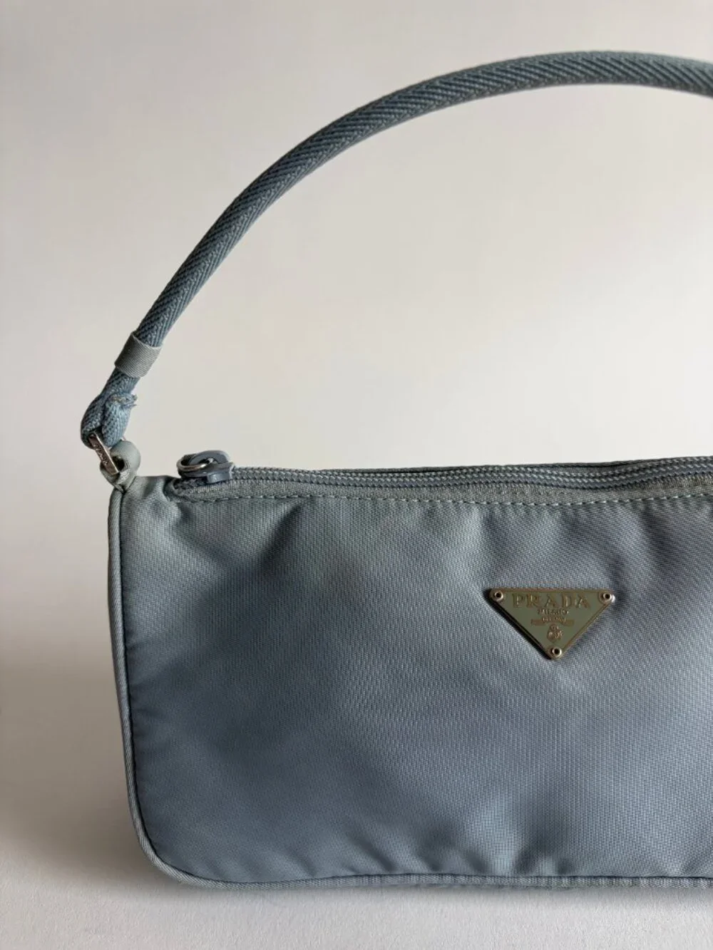 PRADA BABY BLUE NYLON POCHETTE - Picture 2 of 11